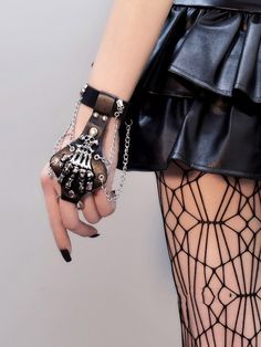 This price is for the bracelet only. SizeFree SizeChest (Pet)17-20 Retro Cyberpunk, Leather Bracers, Punk Accessories, Gothic Rock, Skull Bracelet, Y2k Clothing, Clothing Details, Black Bracelets, Skull And Bones