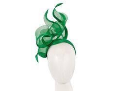 Bespoke emerald green racing fascinator from Fillies Collection by Cupids Millinery Melbourne. Exclusive creation that looks like a flame placed on the headband. Perfect choice for your next spring racing outfit.  Made in Australia  Bespoke creation by Fillies Collection  Comfortable headband Luxury Green Mini Hats For Races, Green Spring Party Hair Accessories, Green Headband Fascinator For Evening, Green Headband For Royal Ascot Wedding, Green Headband For Royal Ascot Party, Green Headband For Kentucky Derby Party, Green Headband For Wedding At Royal Ascot, Spring Green Fascinator For Races, Green Evening Headband Fascinator