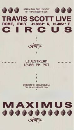 an advertisement for travis scott's circus at the museum of fine arts and design