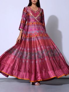 Buy Rose Pink Vasansi Silk Anarkali Gown Online – Vasansi Jaipur Bridal Lenghas, Latest Anarkali Suits, Bridesmaid Lehengas, Angrakha Style, Long Anarkali