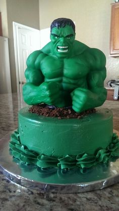 the hulk cake is green and ready to be eaten