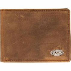 Nocona Distressed Leather Bifold Flip-case Wallet with Nocona Concho, N5480644 Rugged Brown Wallet For Everyday Use, Rustic Brown Leather Wallets, Rugged Brown Bifold Wallet, Rustic Brown Bifold Wallet, Western Style Brown Leather Wallet, Tractor Supplies, Tractor Supply, Bifold Wallet, Distressed Leather