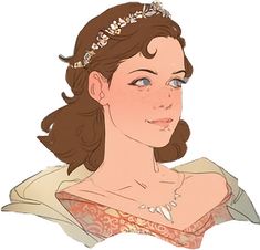 a drawing of a woman wearing a tiara