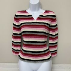 Super cute vintage 90s/y2k striped sweater by Energie Unfortunately size tag is ripped off but I’d say best fits a small-medium depending on desired fit Pit to pit: 16” Waist: 13” Length from pit: 13” Striped Sweater Outfit, Scream 1996, Accessory Inspo, 1st Year, Clothing Inspiration, Striped Sweater, Early 2000s, Character Outfits, Vintage Sweaters