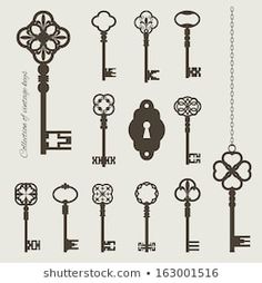 a set of keys with different shapes and sizes