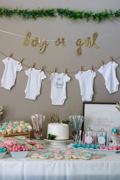 a baby's first birthday party with cookies and desserts