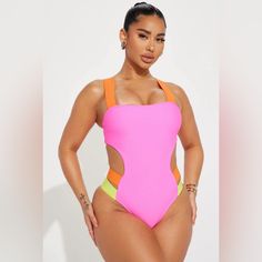 Nwt. In Perfect Condition. Never Worn. Neon Pink, Orange & Yellow. Playful Pink Swimwear For Beach Party, Playful Pink Swimwear For Sunbathing, Playful Pink Sleeveless Swimwear, Pink Sleeveless Swimwear For Beach Party, Summer Pink Color Block Bodysuit, Pink Summer Pool Bodysuit, Summer Pink Playful Bodysuit, Pink Summer Bodysuit For Pool, Pink Beachwear Bodysuit For The Beach