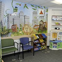 the children's playroom is clean and ready to be used