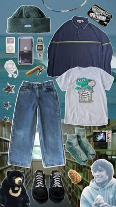 Blue Jeans Outfits, Inspire Outfits, Thrift Inspiration, Outfit Shuffles, Genderqueer Fashion, Silly Clothes, Basketball Videos, Seasonal Outfits, Blue Jean Outfits