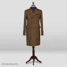 Customer Order Spotlight! Overcoat commissioned by our client from Ohio, United States. Fabric : Royal Brown Heavy Tweed, Buttons : Real Horn Brown, Pocket Accent : Ticket Pocket, Jacket cuff buttons: Five(as per customer's request)  #studiosuits #tweedcoat #longcoat #winterstyle #mensfashion #menswear Luxury Tweed Outerwear For Business, Fitted Tweed Wool Long Coat, Fitted Long Tweed Wool Coat, Fitted Luxury Tweed Outerwear, Tailored Tweed Wool Coat With Lapel Collar, Double-breasted Tweed Wool Coat For Formal Occasions, Double-breasted Tweed Wool Coat For Formal, Tweed Outerwear With Double Button Closure And Lapel Collar, Formal Double-breasted Tweed Wool Coat