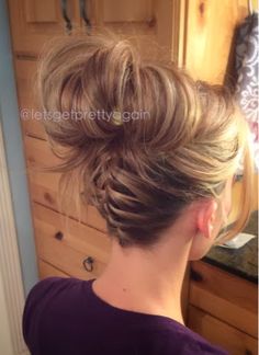 Let's Get Pretty Again: Upside Down Braid Upside Down Braid Updo, Braid Messy Bun, Faux Braids, Messy Bun With Braid