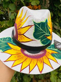 Sunflower 🌻 hats in different colors Summer Felt Hat With Brim, Brimmed Felt Hat For Summer, Summer Felt Hat With Brim, One Size Fits Most, Adjustable Multicolor Panama Hat For Spring, Multicolor Straw Hat For Spring, Multicolor Summer Fedora With Short Brim, Multicolor One Size Straw Hat For Spring, Multicolor Flat Brim Panama Hat For Spring, White Felt Hat With Short Brim For Summer