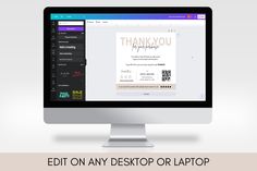 a computer screen with the words, edit on any desktop or laptop