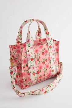 Cross Body Tote Bag, Pink Floral Print, Mini Tote Bag, Cath Kidston, Premium Gift, Cotton Tote Bag, Cotton Tote Bags, Pink Bag, Girls Shopping