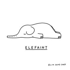 an elephant sleeping on its back with the words elephant above it