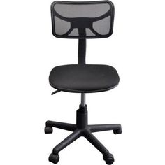 an office chair with black mesh back and seat, viewed from the front angle on a white background