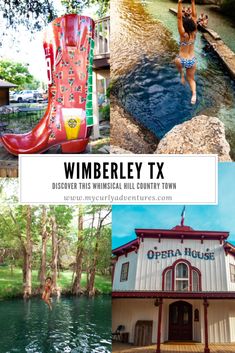 several pictures with the words wimberley tx and images of women in bikinis