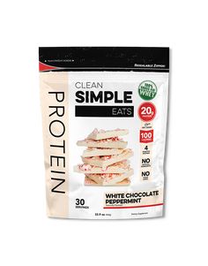 a bag of protein that is made with white chocolate and strawberries on the side