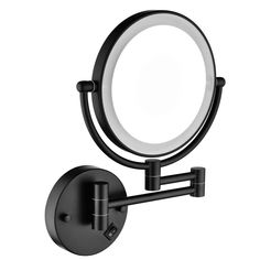 a wall mounted magnifying mirror is shown with the light on it's side