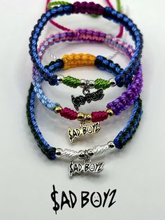 These bracelets are adjustable. High quality charms! If you have any questions please message us. All handmade by us Junior Y, Junior H, Bracelet Diy, Bracelet Crafts, Braided Bracelets, Arm Band, Jewelry Bracelets, Braids, Charms