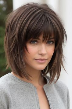 28+ Short Shag Haircuts 19 Shag Hairstyles For Straight Hair, Shoulder Shag Haircut, Haircut With Short Bangs, Shaggy Bobs, Lob Hairstyles, Medium Shag Hairstyles, Medium Shaggy Hairstyles, 50 Hairstyles