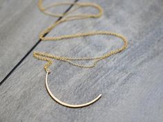 Crescent Moon Necklace , Long Moon Pendant , Layering Necklace Gold , Rose Gold , Sterling Silver , Luna Necklace, Modern Necklace, Crescent Moon Pendant, Pretty Pendant, Crescent Moon Necklace, Celestial Jewelry, Modern Necklaces, Gold Necklace Layered, Necklace Long