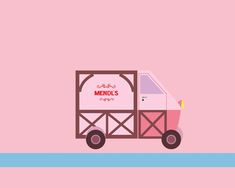 a pink truck with the word menus on it