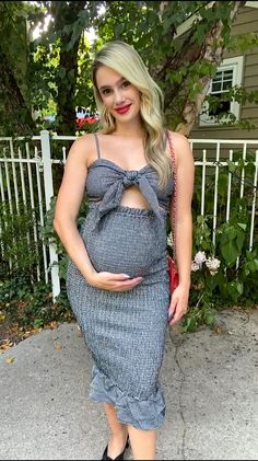 A gingham print smocked fitted maternity midi dress featuring a self-tie bust, adjustable cami straps and a ruffle hem. Black Gingham, Gingham Print