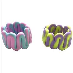 Chunky Clay Rings 2pcs Y2k Rings Chunky Indie Clay Rings Indie Jewelry Colorful Rings 80s Styles Wavy Wings Organic Shape Rings Chunky Colorful Rings, Chunky Clay Rings, Honeycomb Ring, Rings Chunky, Colorful Rings, Y2k Rings, Clay Ring, Clay Rings, Garnet And Diamond Ring