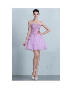 Shop low price cute lavender mini short tulle sweetheart party dress online. Custom-made any size or color. Pro since 2009. Purple Tulle Dress, Gaun Tulle, Sweetheart Homecoming Dress, Purple Tulle, Party Dress Classy, Tulle Party Dress, Cute Dresses For Party, Elegant Mini Dress, Gaun Fashion