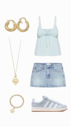 Outfits For Puerto Rico, Jean Skirt Outfits, Outfit Plan, Everyday Fashion Outfits, Cruise Outfits, Adidas Outfit