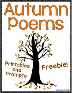 the front cover of an autumn poem book, featuring a tree with leaves on it