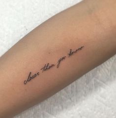 a woman's arm with a tattoo that says, there are you now