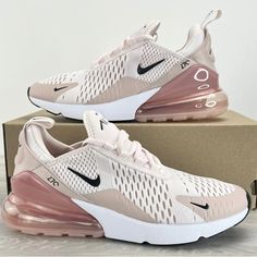 Nike Air Max 270 Light Pink White Womens Running Sneakers Ah6789-604 New No Box Soft Pink Shoes, Pink Shoes Sneakers, Nike Air Max 270 Women, Running Sneakers Women, Preppy Shoes, Cute Nike Shoes, Nike Air Max For Women, Cute Nikes, Pink Nikes