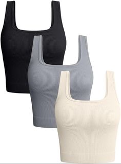 90% Nylon, 10% Spandex,Pull-On closure Sexy Ribbed Scoop neckline Tank Tops:Cut with a flattering scooped neckline,wide set straps simple in design, no removable padded cups. Knit Ribbed Seamless Design,gives you maximum freedom of movement.The thick ribbed underband will keep you supported throughout any workout. Yoga Crop Tops, Ribbed Crop Top, Cropped Tops, Athleisure Outfits, Cute Summer Outfits, Pink Beige, Workout Tops, Workout Shirts, Workout Clothes