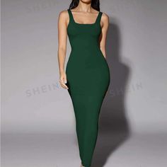 Shein Bae Brand Size Medium Gorgeous Emerald Green Color Silky Material That Accentuates Curves Nwot Never Washed Never Worn Emerald Green Color, Tank Dress, Emerald Green, Green Color, Green Colors, Scoop Neck, Colorful Dresses, Emerald, Bodycon Dress