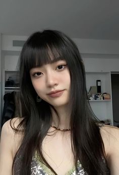 Long Brown Hair Asian, Black Hair Asian Girl, Kpop Bangs, Black Women Face Claim, Asian Face Claims, Actor Face Claims, Asian Girl Face Claim, Korean Face Claims, Asian Hair Bangs