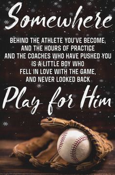 a baseball mitt with the words play for him