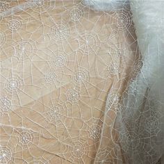 ♥ This beautiful soft net mesh lace fabric is super delicate in floral embroidery  Width is about 130 cm Suitability: top, shirt, blouse,skirt, dress, craft Fabric is continuous if you order more. Spiderweb Lace, Bridal Lace Fabric, Wedding Dress With Veil, Embroidered Lace Fabric, Garment Fabric, Wedding Dress Fabrics, Romantic Lace, Childrens Dress, Wedding Fabric