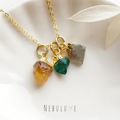 ⭐ Unveil the mystique of Scorpio with our Zodiac Raw Crystal Necklace, featuring three enchanting pendants that pay homage to Scorpio's essence and the November birthstone trifecta of citrine, malachite, and labradorite. This versatile piece is available in all 12 zodiac signs and offers a choice of three distinct finishes, allowing you to embrace your celestial connection in style and sophistication 🌙 ⭒ Chain Material: 925 Sterling Silver ⭒ Chain Length: 16-18" / 18-20" Inches ⭒ Finish: Silver Gold Spiritual Birthstone Necklace, Spiritual Amber Crystal Necklace As A Gift, Spiritual Pendant Charm Necklace For May Birthstone, Amulet Necklace With Raw Stone For Gifts, Amulet Necklace With Raw Stone As A Gift, Spiritual Birthstone Pendant Crystal Necklace, Amulet Style Necklace With Raw Stone For Gifts, Spiritual Amber Jewelry With Raw Stone, Spiritual Birthstone Necklace With Natural Stones