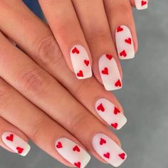 Super Cute And Stylish Ships In 5-10 Business Days Cute Simple Nails, Nail Designs Valentines, Red Nail Designs, Short Nail Designs, Simple Nail Designs, Heart Nails, Valentine's Day Nails, Valentines Nails