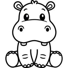 a cartoon hippo sitting on the ground