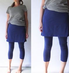 Womens Cropped skirted cotton leggings or lounge pants.  A twist on a wardrobe staple, leggings with a skirt attached at the waistband!  Perfect alternative to the average yoga pants ~ spice up your weekend wardrobe and give your bum a little extra coverage :)  The skirt is cut in a flattering Aline shape.  Made of soft 4 way stretch cotton lycra, these leggings have a 3.5" fold over high waist waistband, which you can wear up for tummy support or fold down to wear at your hip. The soft cotton l Yoga Skirt, Shirt Extender, Pixie Skirt, Perfect Leggings, Christian Fashion, Coverup Skirt, Fleece Leggings, Long Leggings, Womens Tights