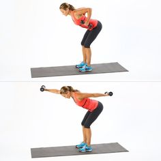 a woman is doing an exercise on a mat