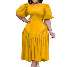 Fit Female, Dress Puff Sleeve, Plus Size Gowns, Short Gowns, Classy Dress Outfits, Female Clothing, Puff Sleeve Dress, African Print Fashion Dresses, African Fashion Women