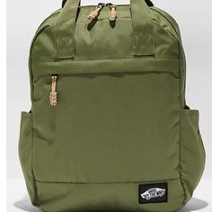 Camden Loden Green Backpack From Vans. Main Compartment With Zip-Closure. Front Storage Pocket With Zip-Closure. Low-Profile, Adjustable Shoulder Straps. Lightly Padded Back Panel. Dual Strap Top Handle. 13" Internal Laptop Sleeve. Specifications: 16" H X 12" L X 4.5" D | 40.5 X 30.5 X 11.5cm (Approx.). Capacity: 14-Liters (Approx.). 100% Recycled Polyester. Spot Clean With Warm Water. Imported. Reasonable Offers Welcome Thanks *See Chart Casual Vans Backpack For Everyday Use, Vans Backpack For Everyday Use, Vans Standard Backpack For Everyday, Green Rectangular Backpack With Pockets, Vans Everyday Backpack, Green Back-to-school Bag With Zipper Closure, Green Rectangular Cotton Backpack, Vans Everyday Standard Backpack, Green Nylon Backpack With Zipper Pocket