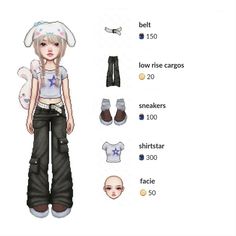 an anime character is shown with different clothes and shoes