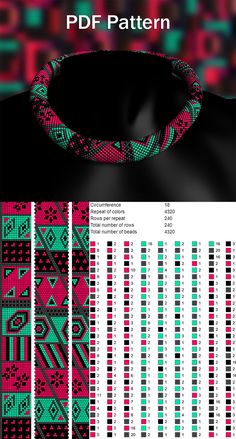 a poster with different patterns on the front and back of it, including an image of a