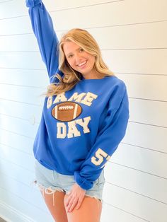 Custom Number Gameday Sweatshirt with Chenille Varsity Patches- Team Number Sweatshirt - Pick Your Team Colors by thepurplepetunia on Etsy Cheap Sports Sweatshirt With Team Name, Team Name Sweatshirt For Game Day, Team-colored Fan Apparel Sweatshirt For Game Day, Game Day School Spirit Sweatshirt With Team Logo, School Spirit Sweatshirt With Team Logo For Game Day, Team-colored Sweatshirt For Game Day, Collegiate Mascot Sweatshirt For Game Day, Team-colored Varsity Sweatshirt For Team Events, Team Spirit Mascot Sweatshirt For Sports Events