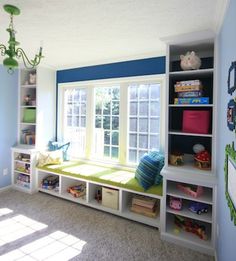 the room is clean and ready to be used as a child's playroom